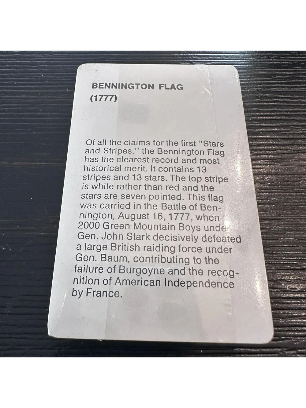 Vintage American Flags Playing Cards Bennington Flag 1777 Edu History Sealed